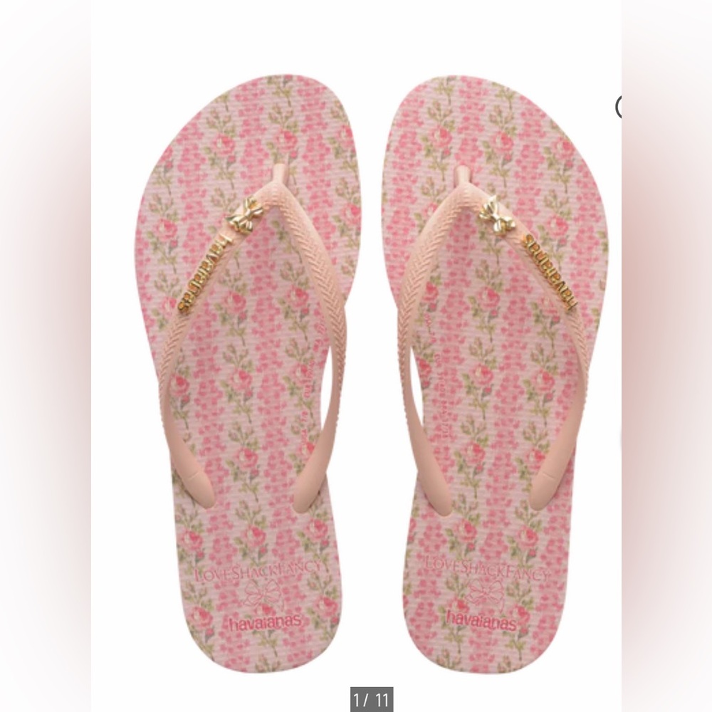 NWT LoveShackFancy Havaianas Strawberry Macaroon Pink Sandals Flip Flop Size 7/8
